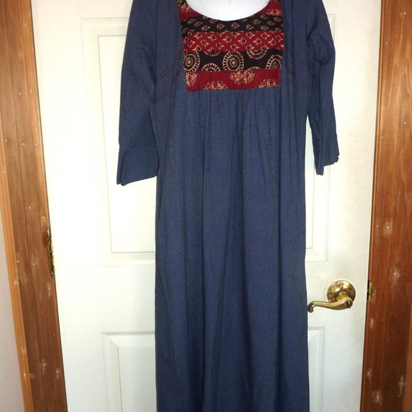BOHO Dress - Clotho Studio Ethical Made Dress Natural Cotton Indigo dye - Picture 2 of 5